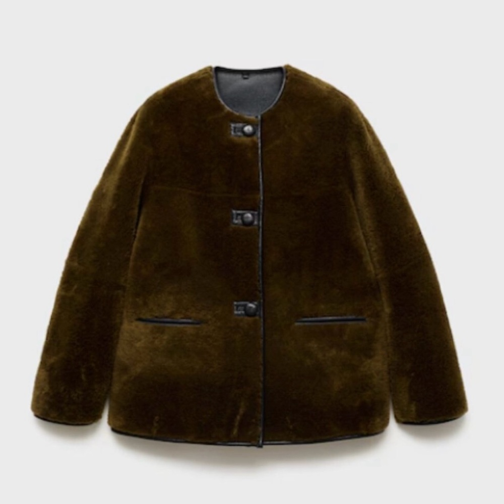 Mango Fur-effect coat with appliqués